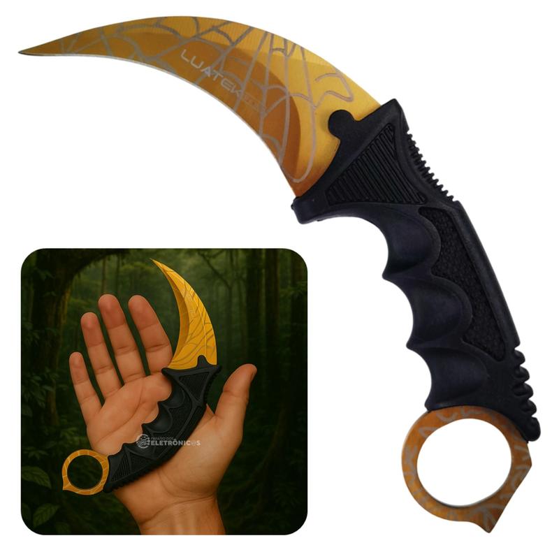 カランビット　19 Faca Karambit 19cm Lâmina Inox Curva com Capinha e Furo para Dedo
